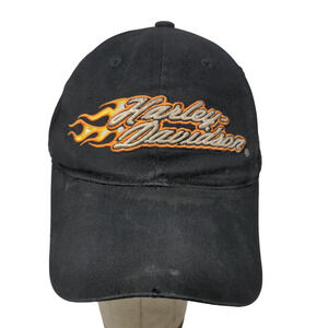 Harley-Davidson フレイム　ロゴキャップ　フレイムス Harley- Davidson MotorCycles Black Hat Cap Orange white